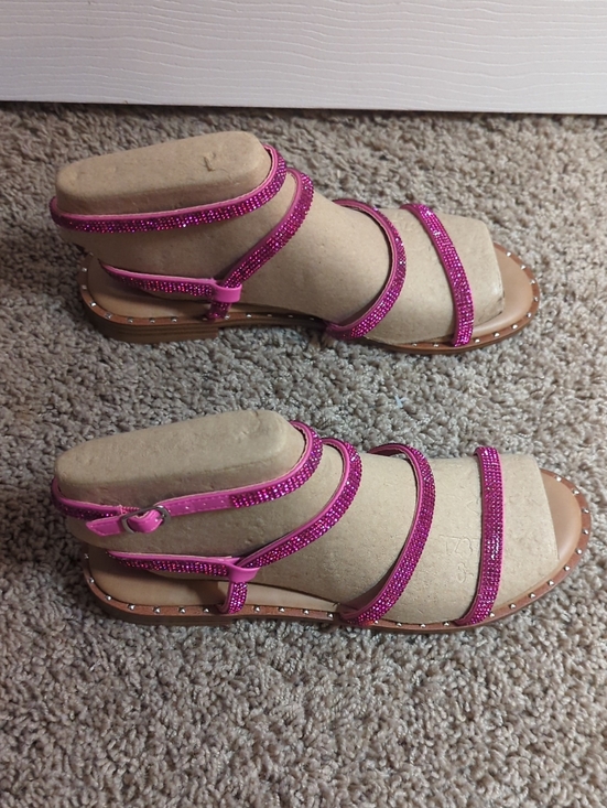 Steve Madden Shoes - Steve Madden Pink Rhinestone Strappy Sandals with Ankle Wrap